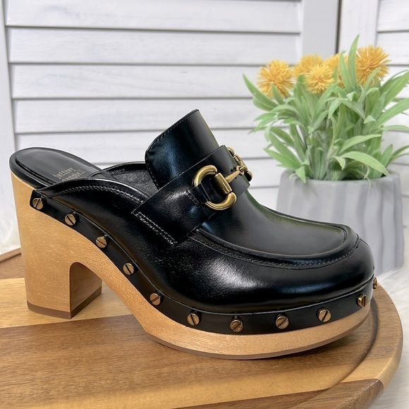 Wooden Platform Moc Toe Golden Bit Retro Clogs JEFFERY CAMPBELL Size 6.5 NWOB - Picture 1 of 9